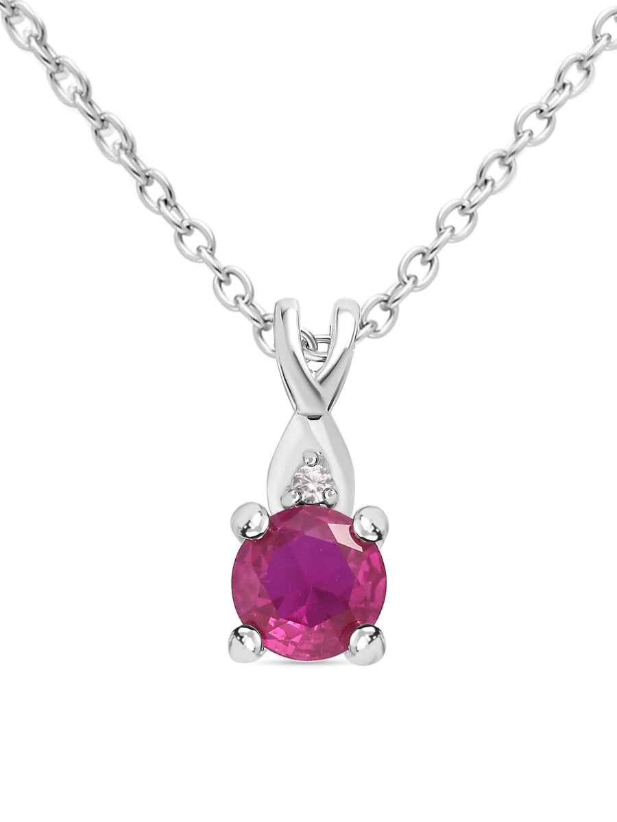 Ruby Solitaire Pendant With Chain In 18 Inch Made With 925 Silver-2