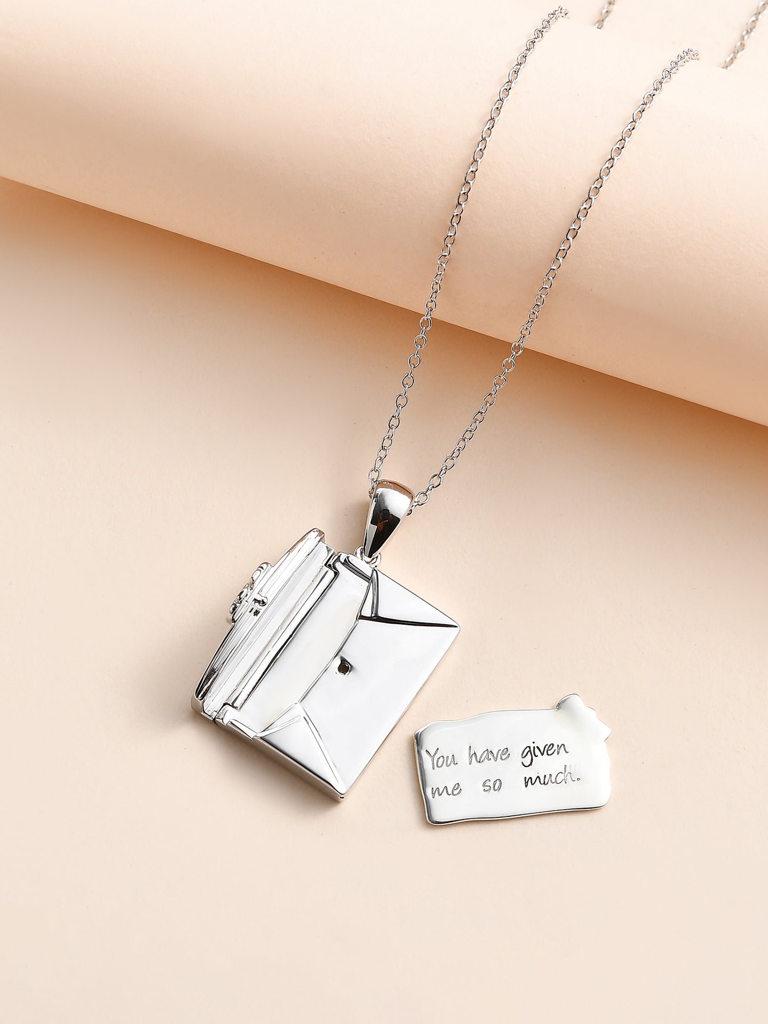 Envelope Engrave Pure 925 Silver Necklace for Women