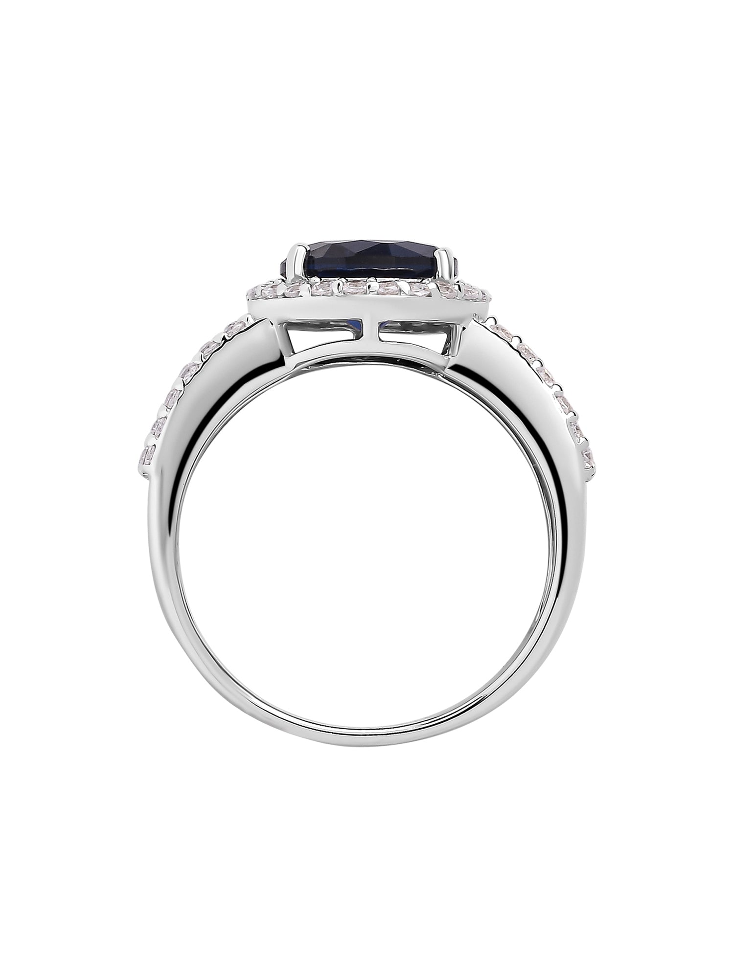 2 Carat Blue Sapphire Engagement Ring For Women In Silver-3