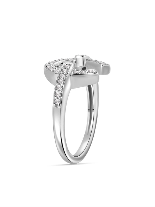 925 Silver Diamond Look CZ Horseshoe Ring For Women-1