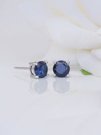 1 Carat Blue Sapphire Solitaire Earring Studs