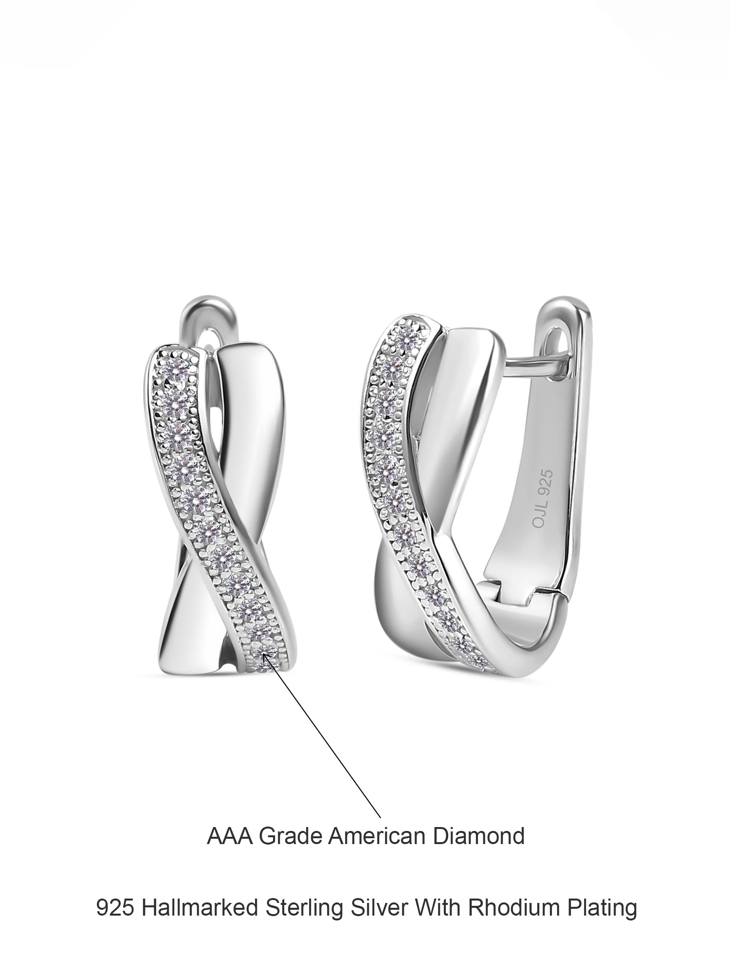 925 Silver Bali Hoop Earrings In American Diamond-7