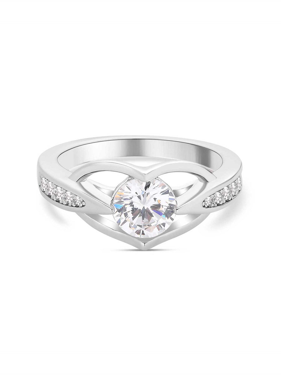 Deal Of The Month -  Cubic Zirconia 0.5 Carat Solitaire 925 Silver Ring-2