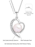 Heart Shape Real Pearl Pendant With Chain In Pure Silver-4