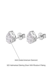 1 Carat American Diamond Sterling Silver Studs In Pear Shape-4