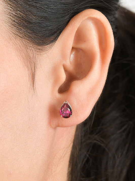 Synthetic Ruby Studs In 925 Silver-1