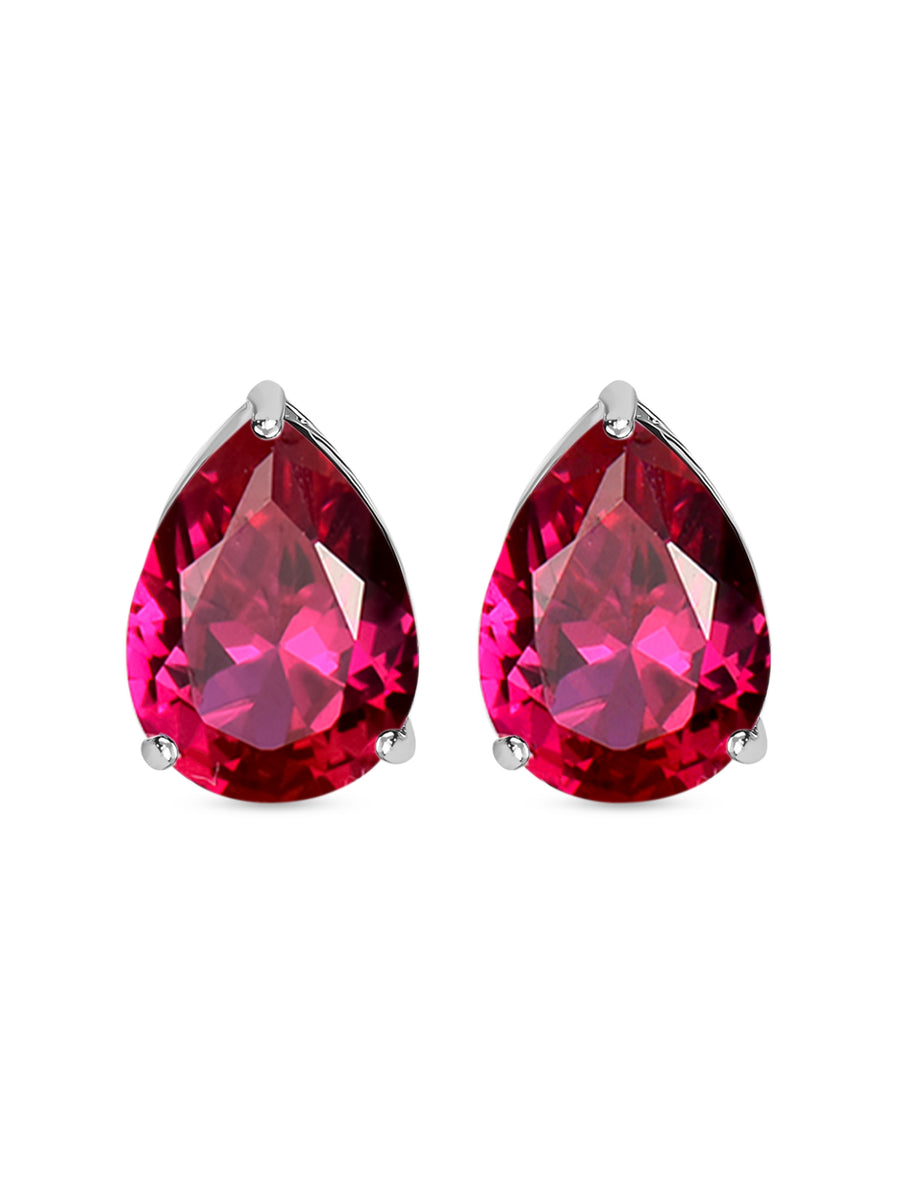 Synthetic Ruby Studs In 925 Silver-2