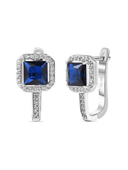Blue Sapphire Omega Back Earrings In 925 Silver-2