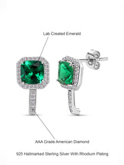 925 Silver Emerald J Hoop Earrings-5