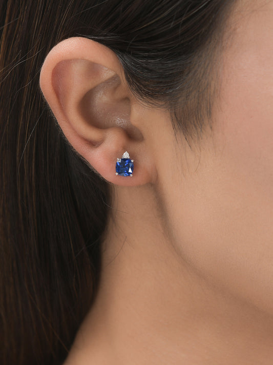 Blue Sapphire Daily Wear 925 Sterling Silver Studs-1