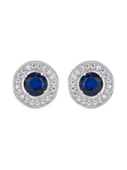 Blue Sapphire Stud Earrings In 925 Sterling Silver-2