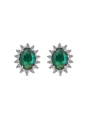 Dressy Shimmer Emerald Studs In Silver-2