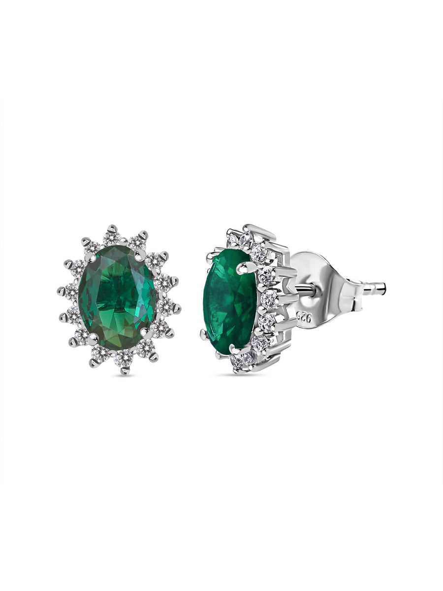 Dressy Shimmer Emerald Studs In Silver-3