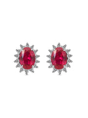 Dressy Shimmering Ruby Studs In Silver-3