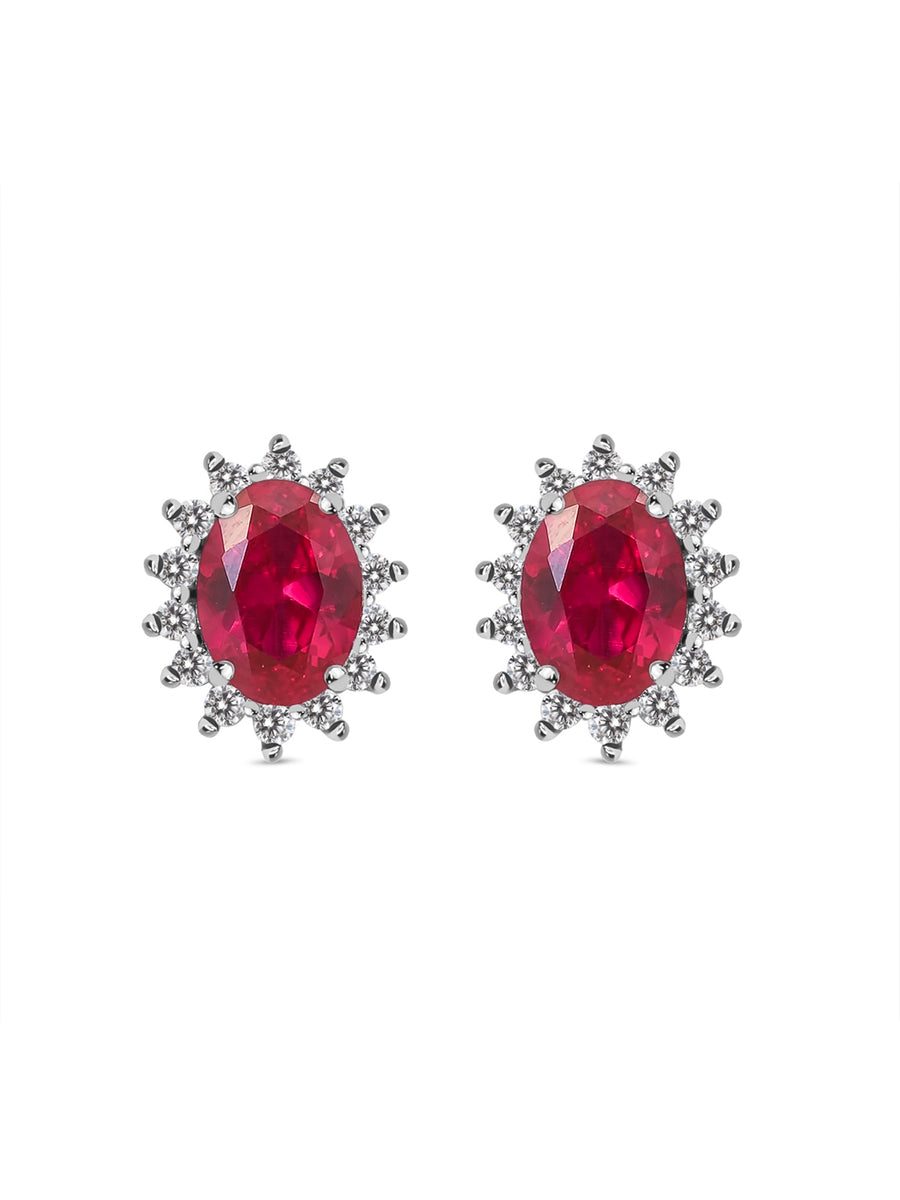 Dressy Shimmering Ruby Studs In Silver-3