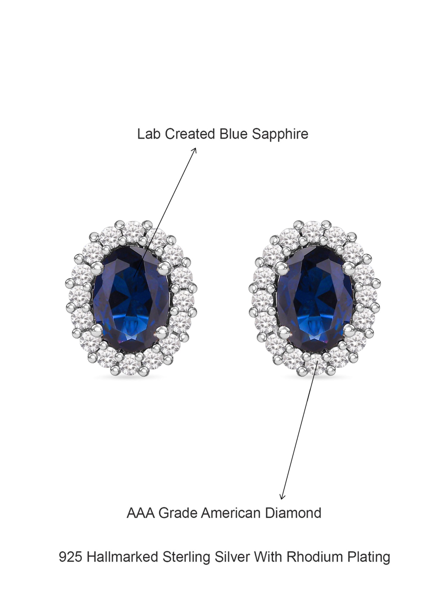 Classic Royal Blue Sapphire Stud Earring In 925 Silver-4