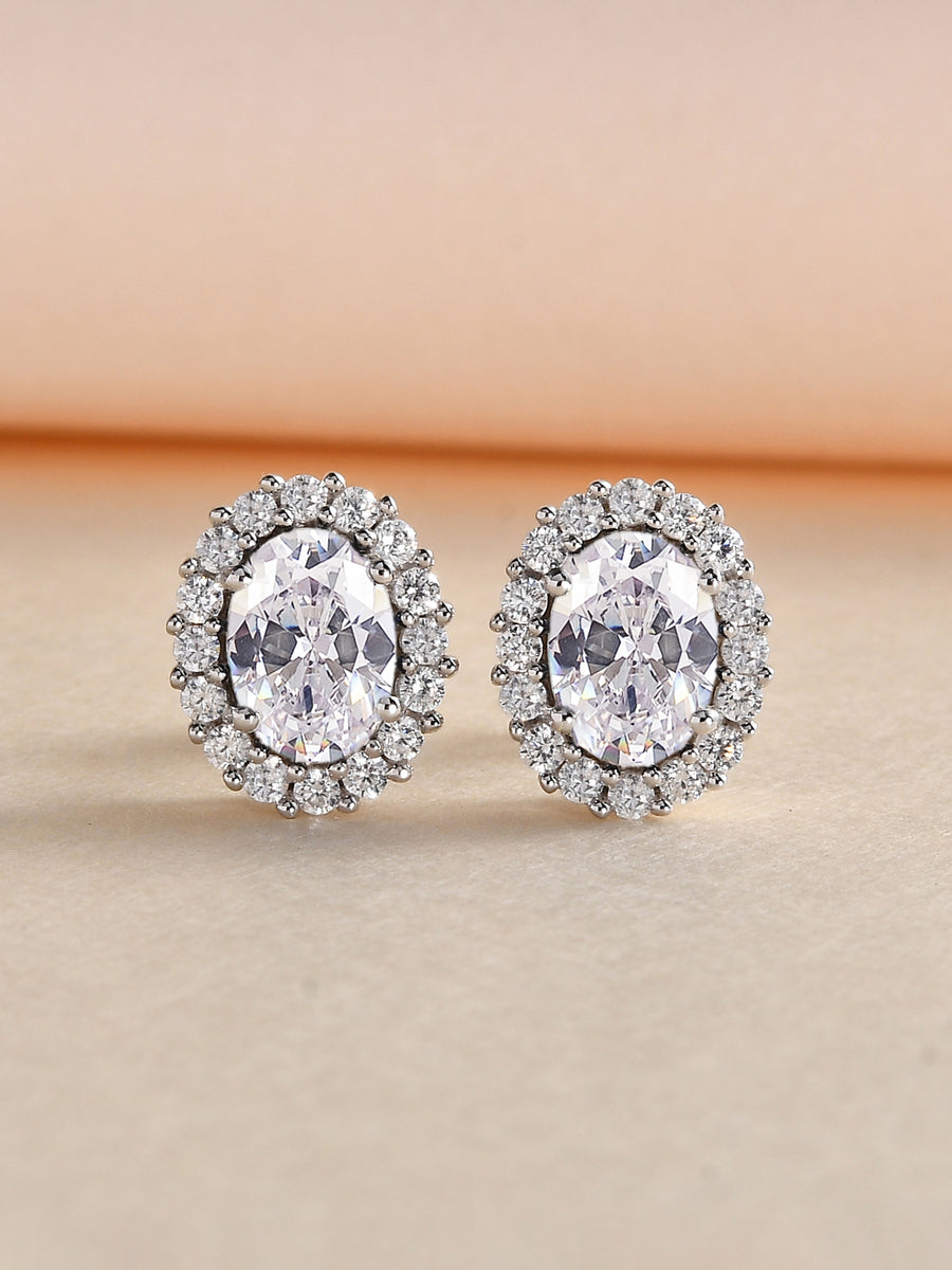 Classic 3 Carat American Diamond Earring Studs In 925 Sterling Silver