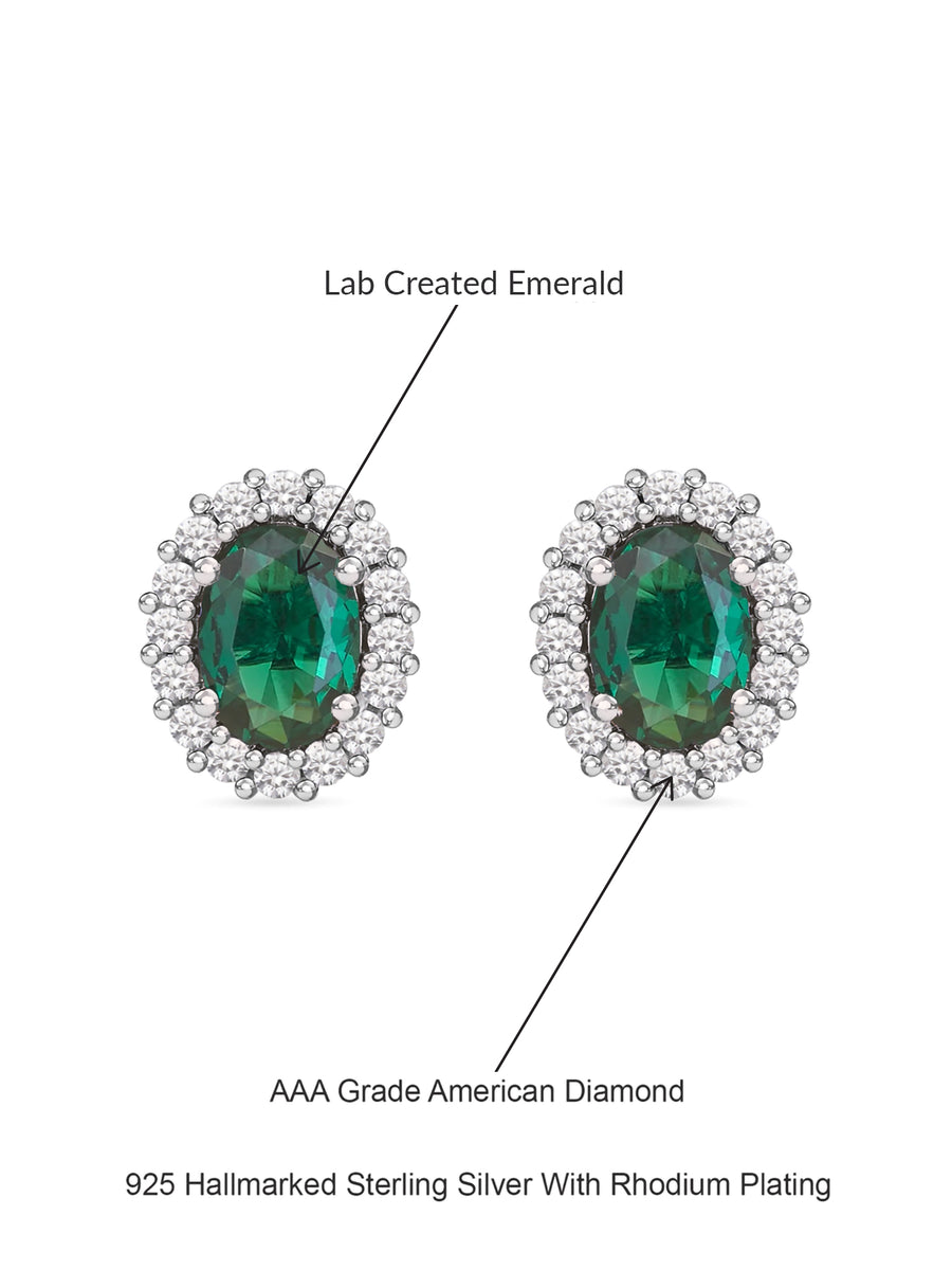 Classic Emerald Earring Studs In 925 Silver-4