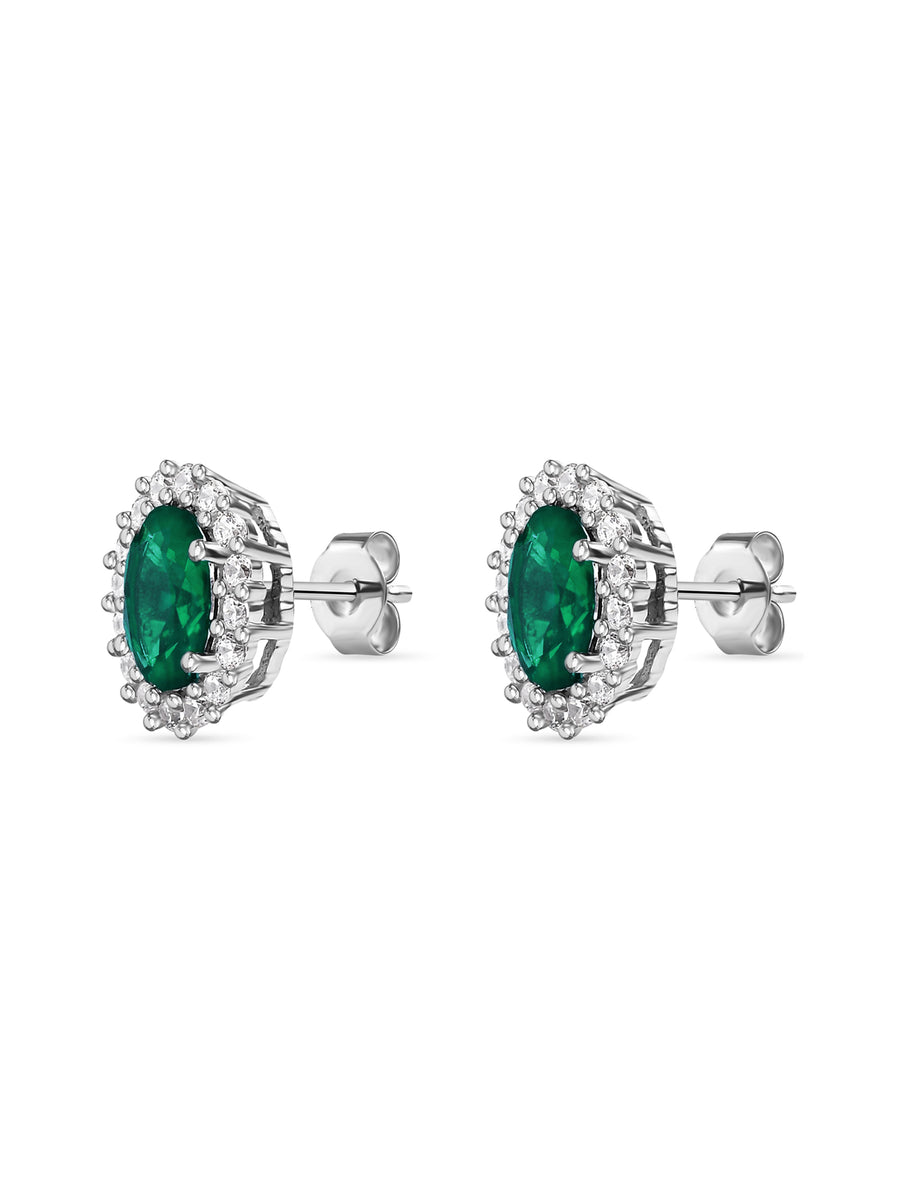 Classic Emerald Earring Studs In 925 Silver-3