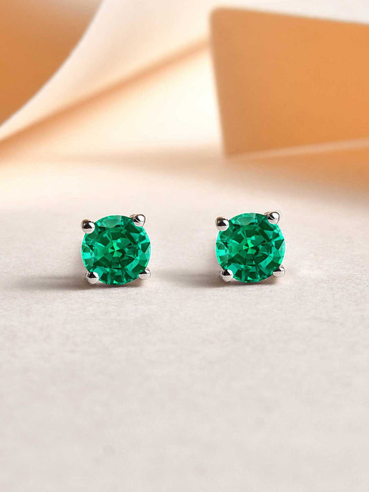 Half Carat Green Emerald Studs For Women