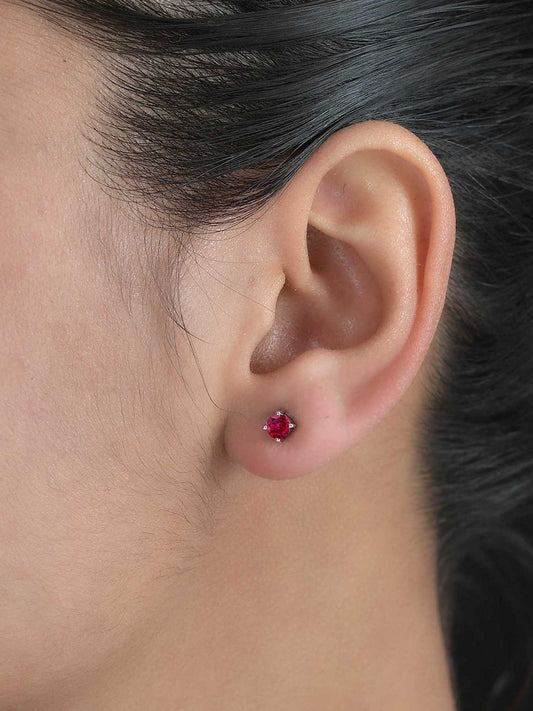 Red Ruby Half Carat Solitaire Stud Earrings For Women-1