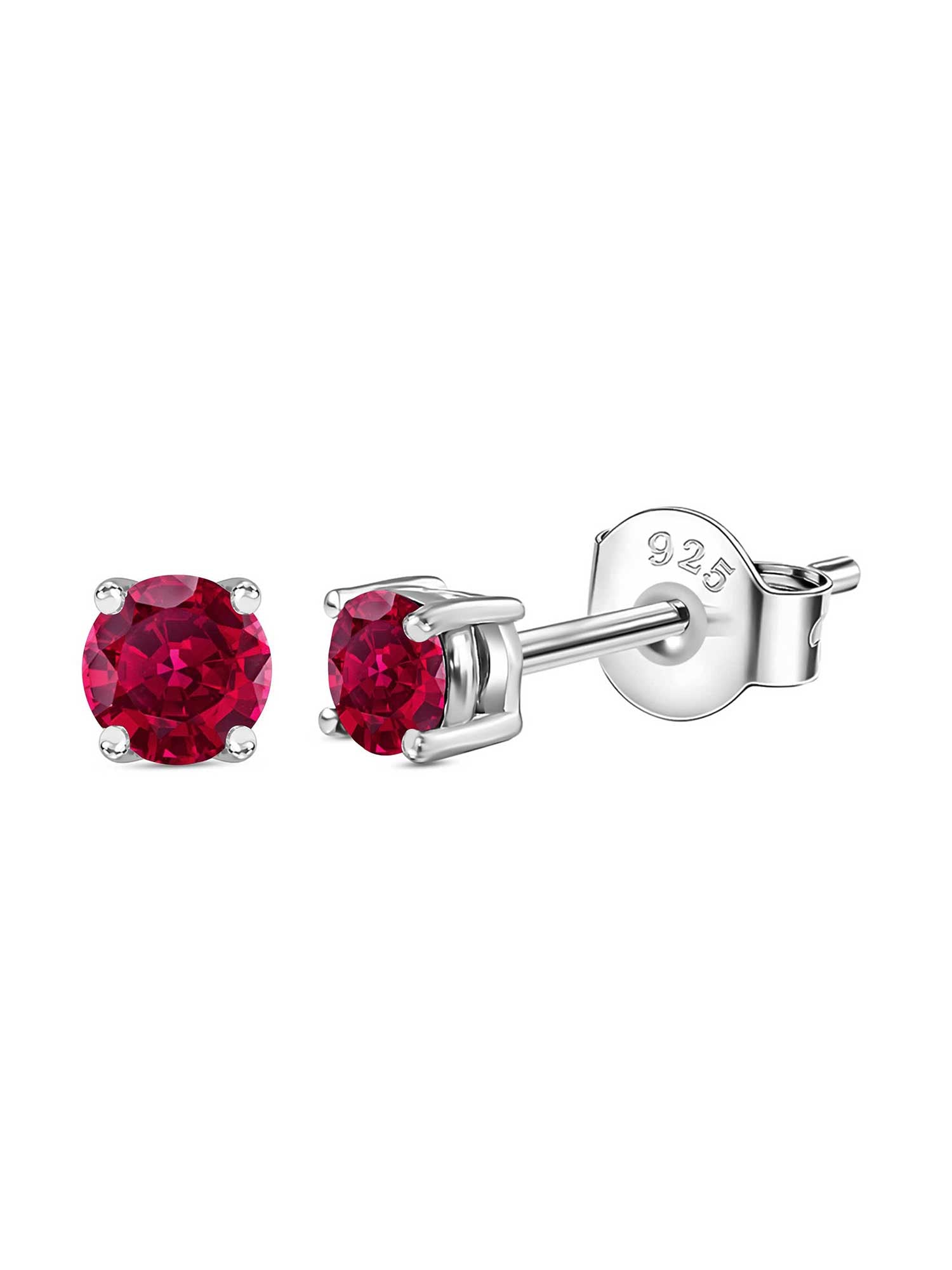 Red Ruby Half Carat Solitaire Stud Earrings For Women-2