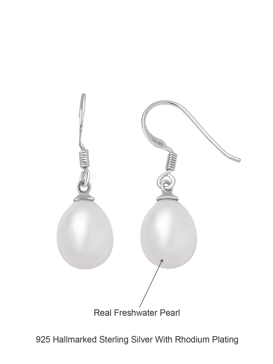 10Mm Real Pearl 925 Silver Hook Drop Earrings For Women-3