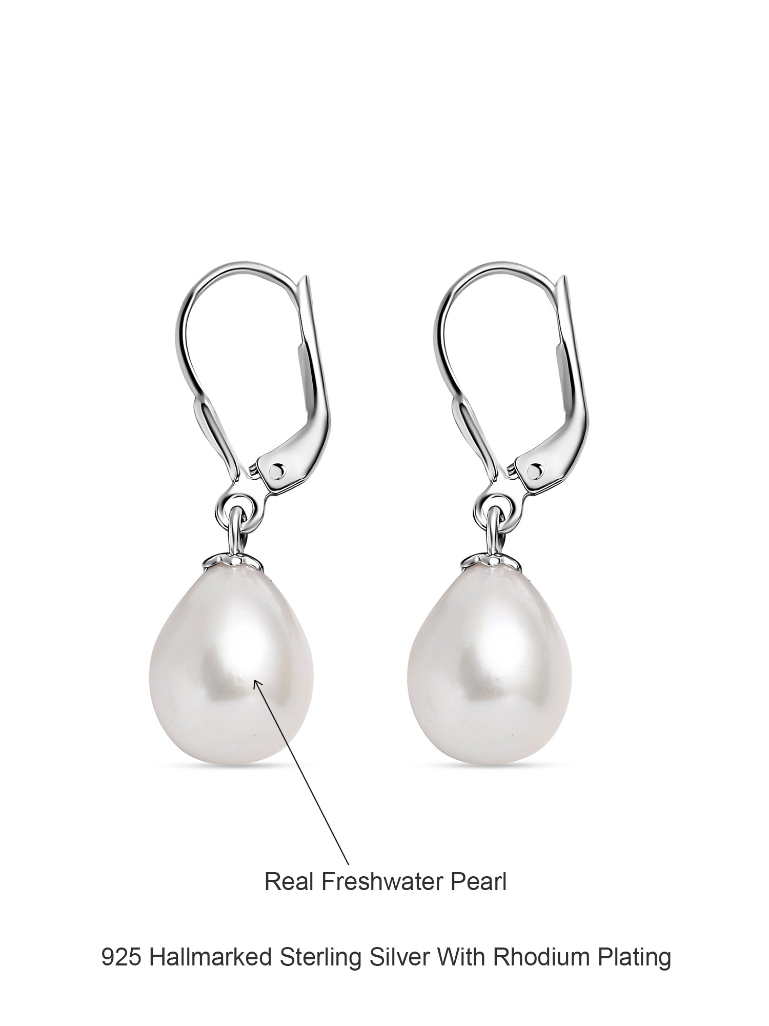Ornate Jewels 10mm Real Pearl Drop Earrings-4
