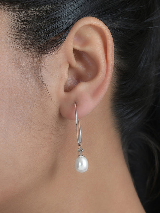 Real Pearl Drop Chic Earrings For Girls-2