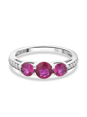 Red Ruby Three Stone Engagement Ring For Women-1