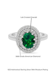 Ornate Jewels Emerald Solitaire Halo Ring