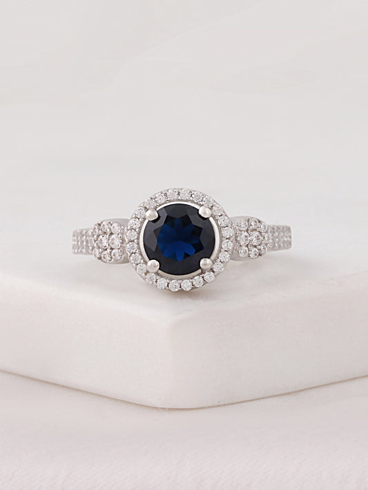 DEAL OF THE MONTH BLUE SAPPHIRE LUSTER 925 SILVER RING FOR HER--1