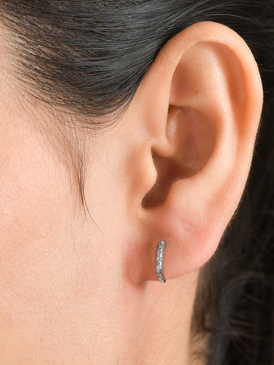 Silver Huggie Earrings For Women-1