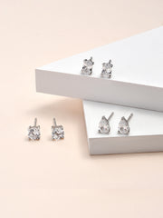 SET OF 3 AMERICAN DIAMOND SOLITAIRE STUDS EARRINGS IN 925 SILVER-1