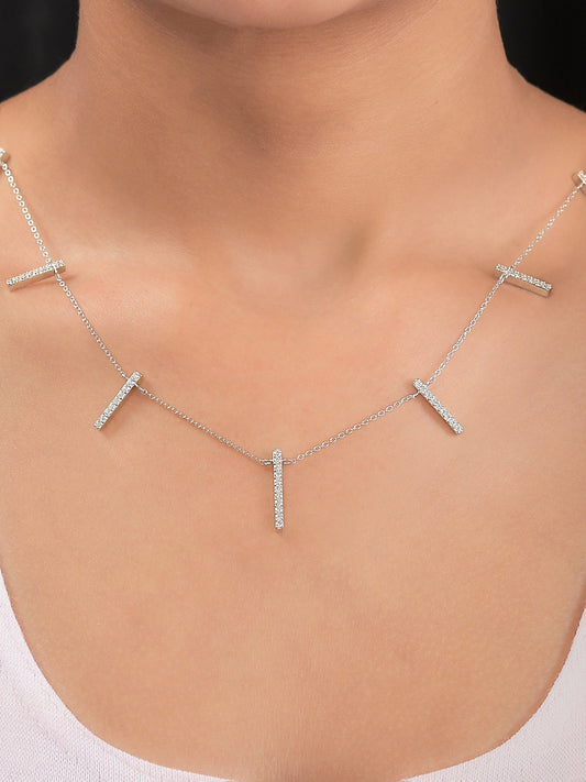 Station Choker Necklace For Women In Silver-1