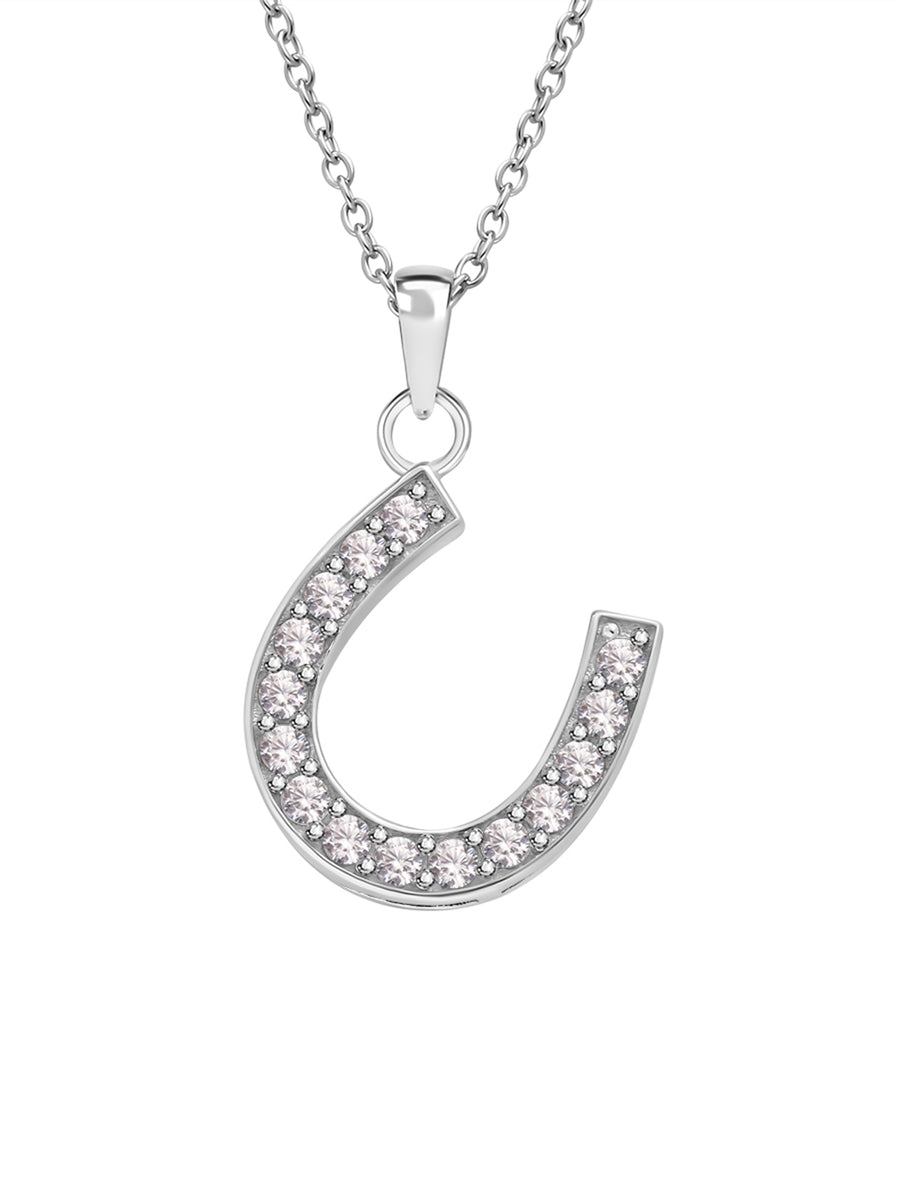 Lucky Horseshoe Pendant With Chain In 925 Silver-2