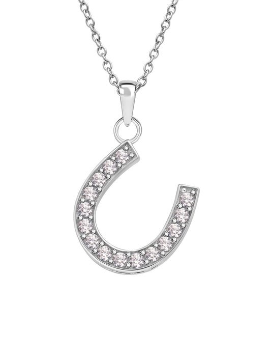 Lucky Horseshoe Pendant With Chain In 925 Silver-1Lucky Horseshoe Pendant With Chain In 925 Silver-1