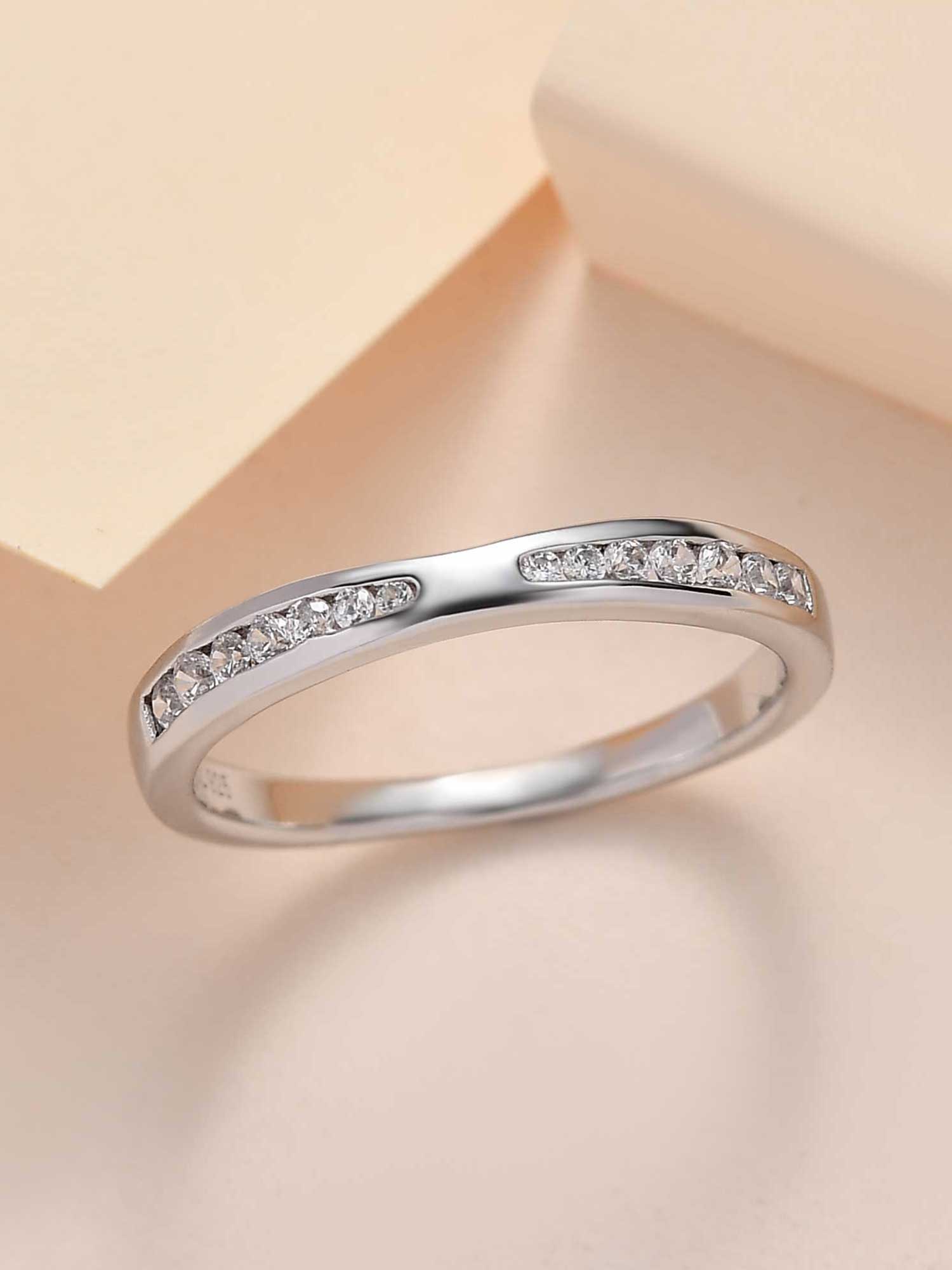 Ornate Engagement Band Ring In Silver