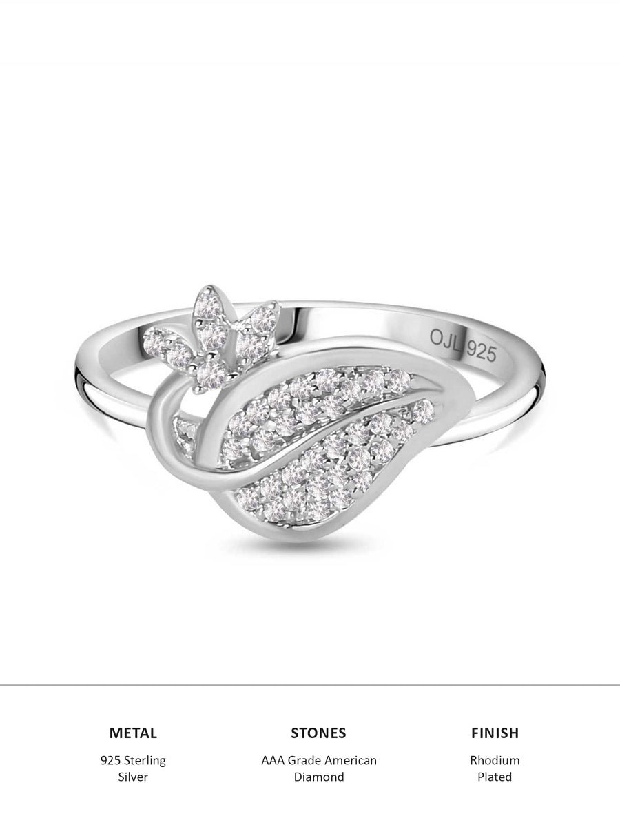 Leaf Design Silver Ring For Women-4