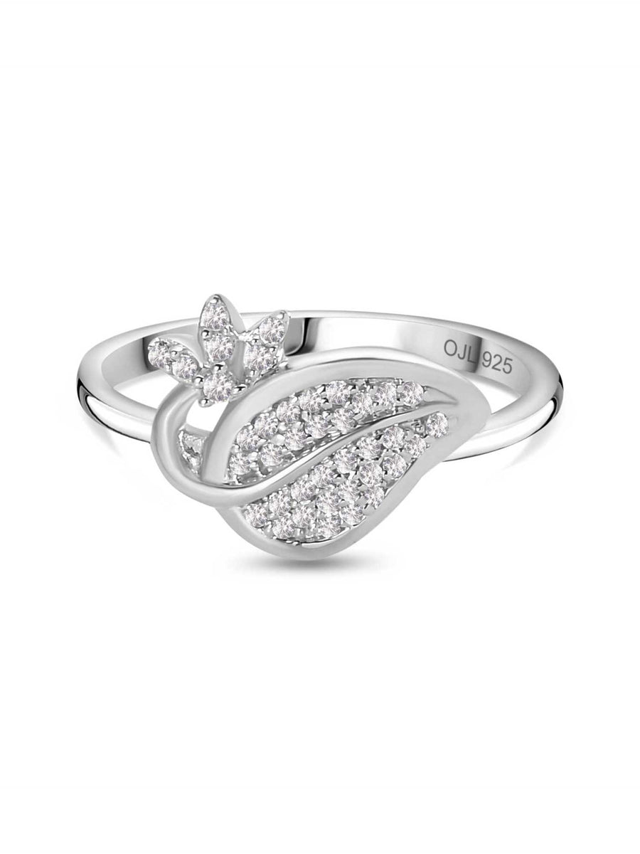 Leaf Design Silver Ring For Women-2