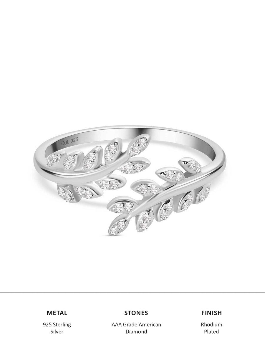 Leafy Diamond Look Ring For Women-4