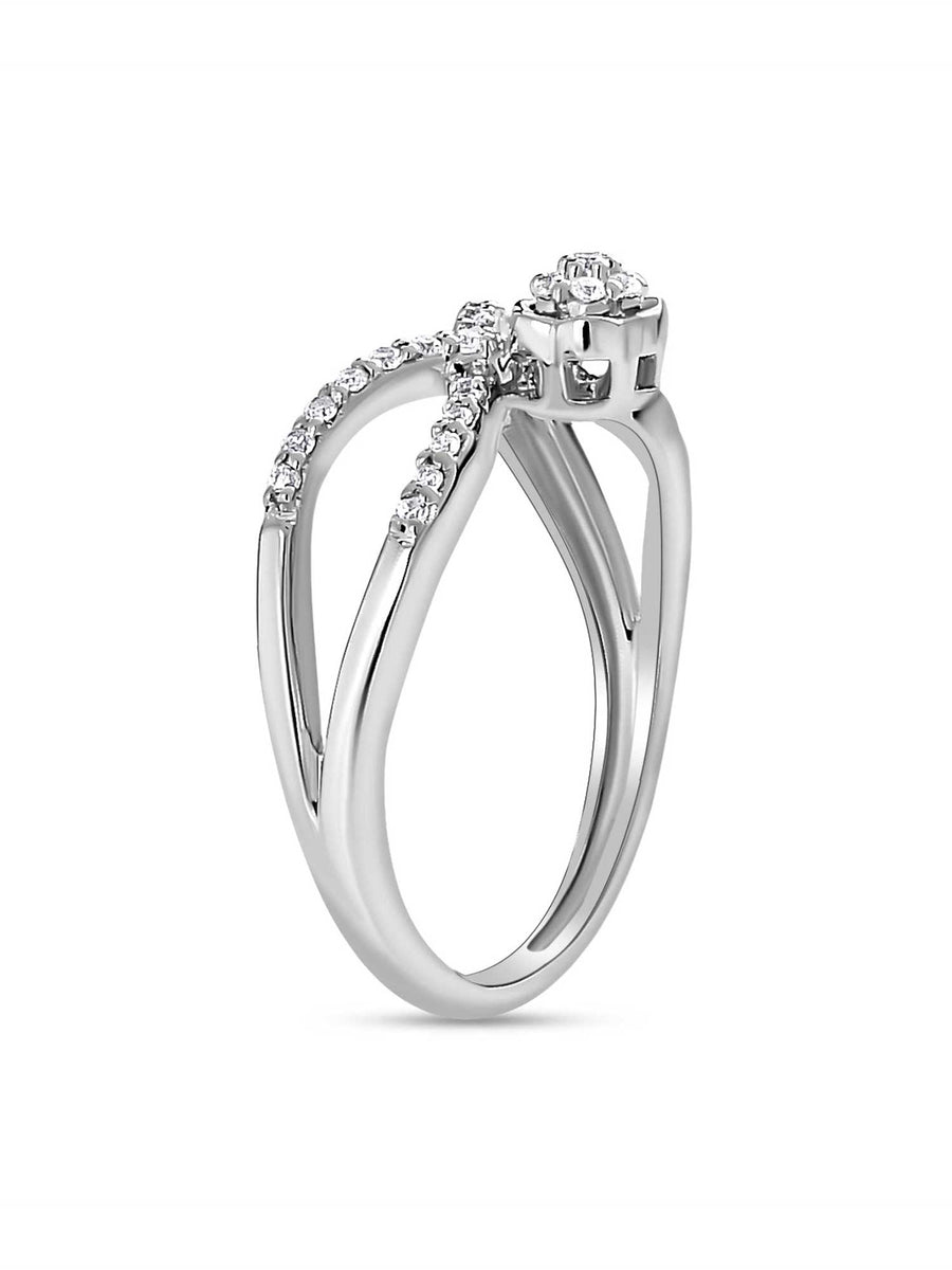 Silver Flower Loop Ring For Women-3
