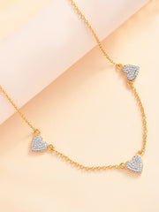 Gold Plated Heart Station Necklace For Women