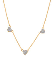 Gold Plated Heart Station Necklace For Women-3