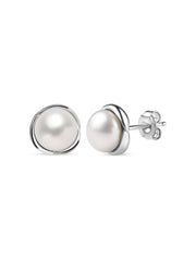Real Pearl Daily Wear Flower Studs In 925 Silver-1
