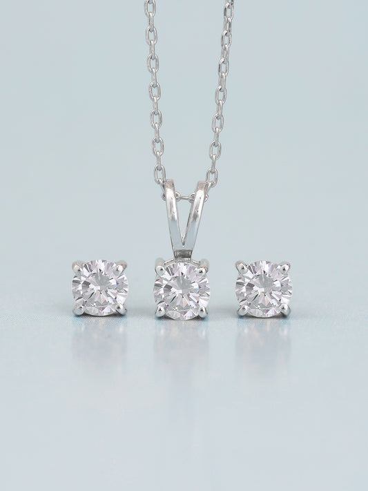 Ornate Jewels Daily Wear Solitaire Necklace With Earrings