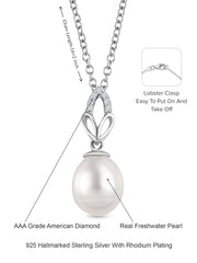 Three Leaf Design Pearl Pendant In 925 Sterling Silver-4