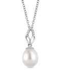 Three Leaf Design Pearl Pendant In 925 Sterling Silver-2