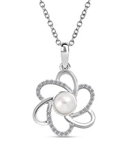 Flower Pearl Necklace In 925 Sterling Silver At Ornate Jewels-2