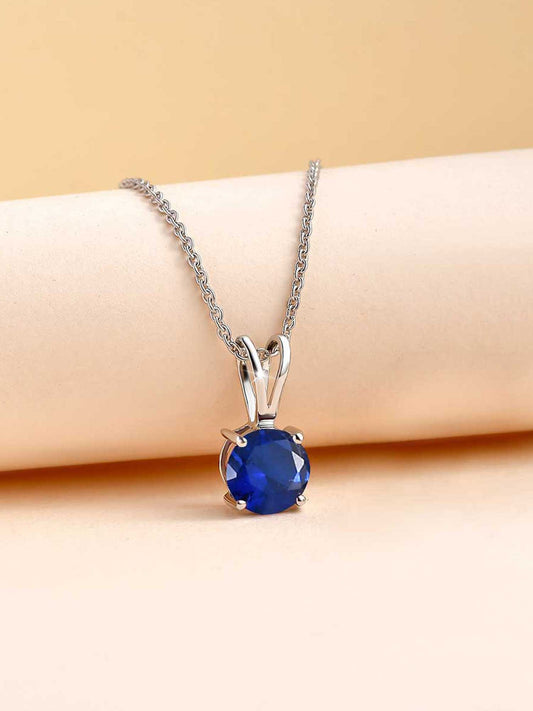 0.50 Carat Blue Sapphire Pendant In Pure Silver